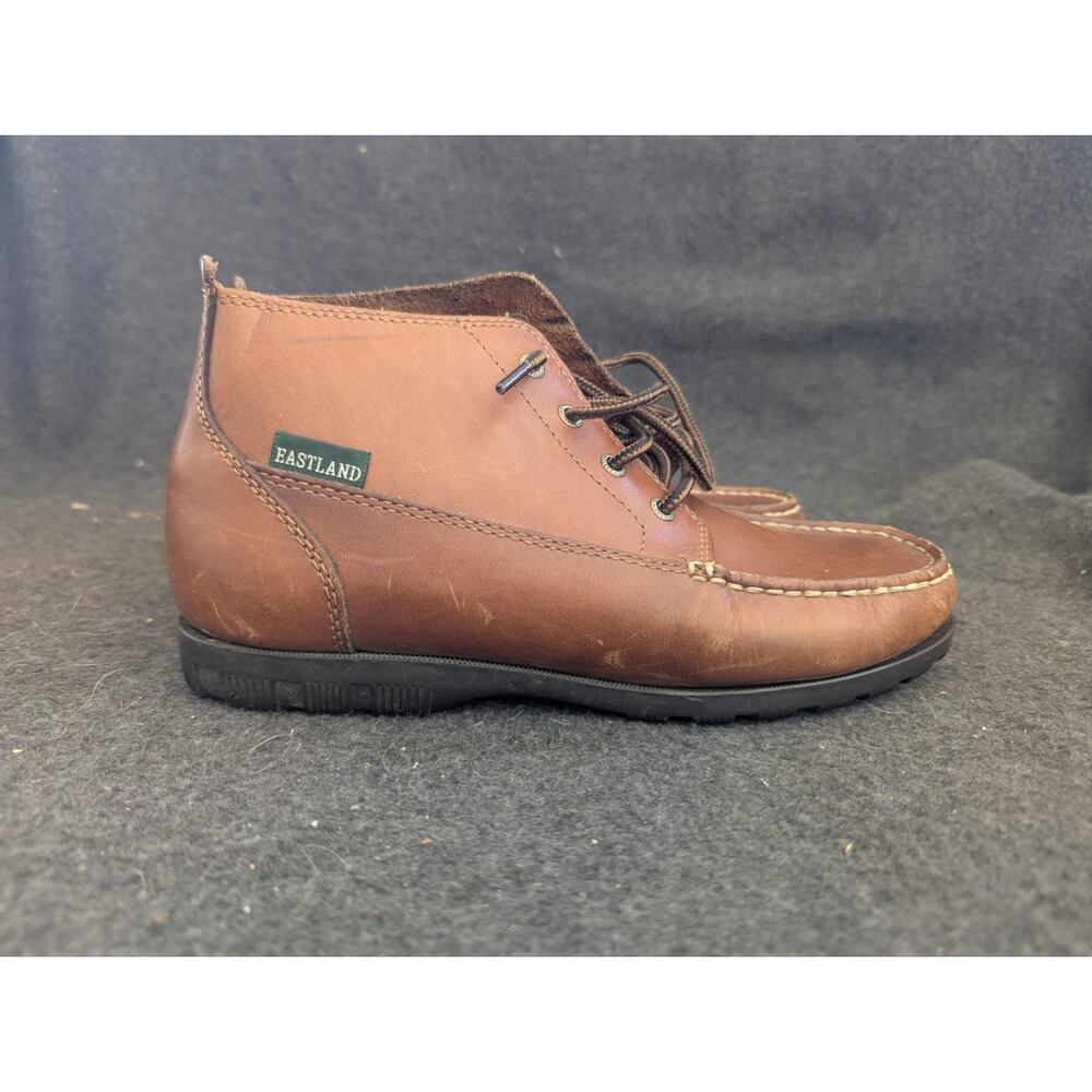 Eastland Womens Chukka Ankle‎ Boots Brown Leather Moc Toe Lace Up SZ 7W